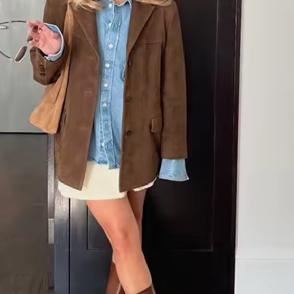 Chocolate Brown Oversized Faux Suede Blazer - Picture 3 of 10